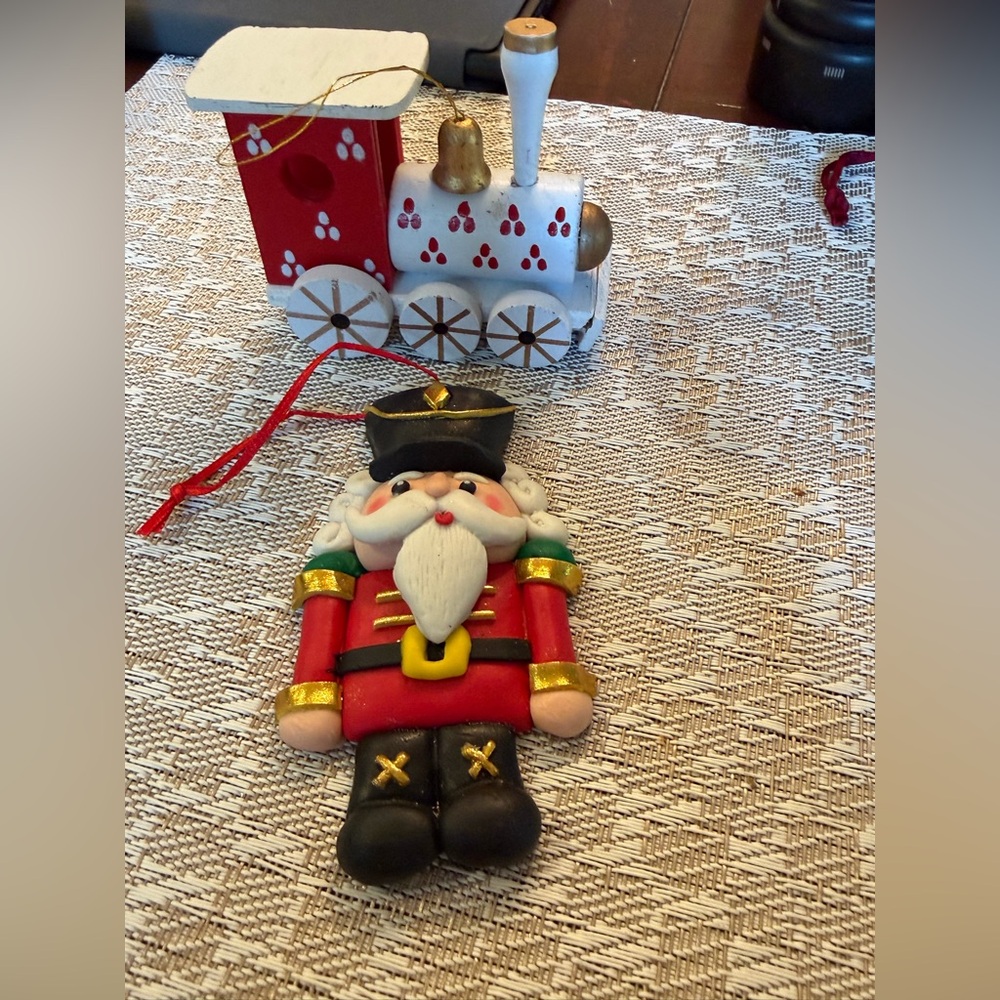 Boutique 9 Red and Black Nutcracker with Train Ornament